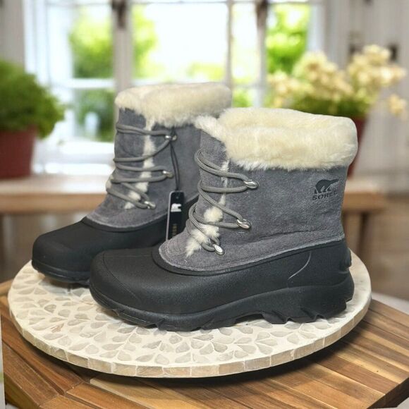 Sorel Snow Angel Insulated NL3482-052 Gray Black Winter Boots Faux Fur Women’s 7 - Picture 12 of 13